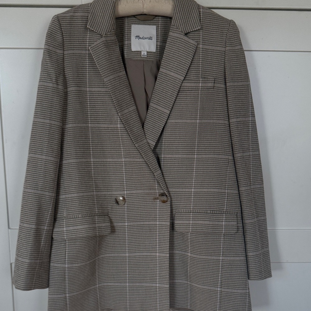 Madewell Women's Tan Checkered Blazer  dorset blazer  windowpane   29.5   Body